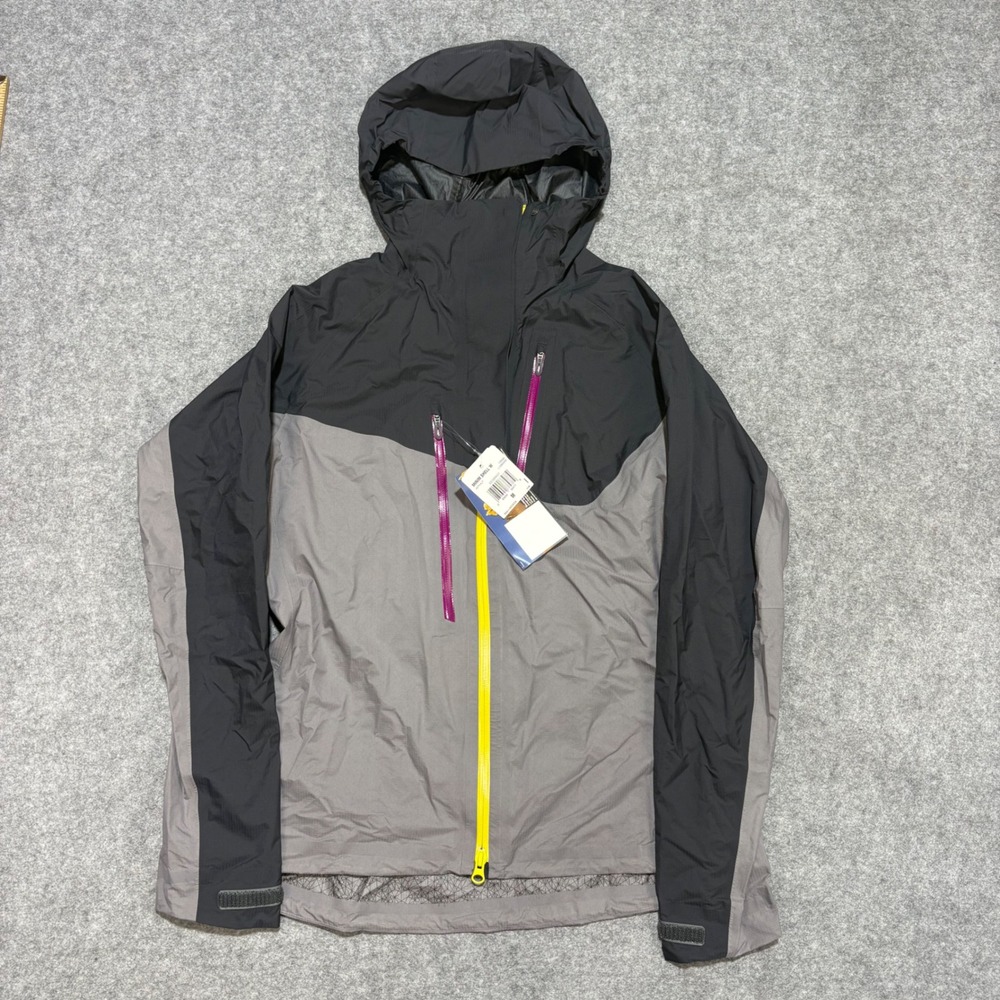 Salomon Minim Shell W Hooded Rain Jacket Asphalt Grey Black Women Medium NWT